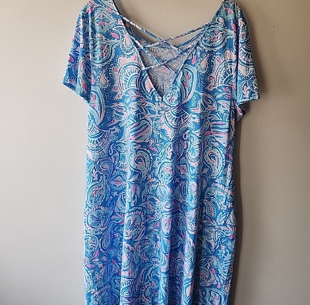 LILLY PULITZER Kimi Knit Dress Zanzibar Blue FISH KISS, Size XXL - Picture 6 of 10